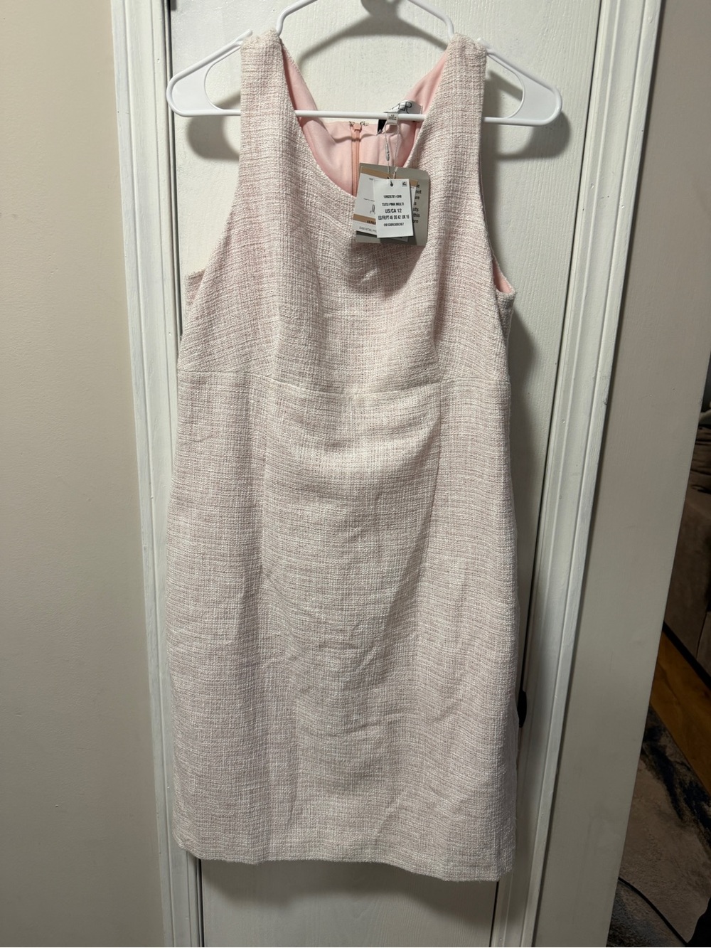 Sleeveless Pink Tweed Shift Dress - Un